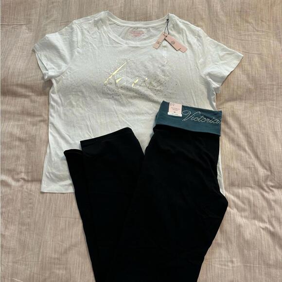 Victoria’s Secret T-shirt and foldover bootcut leggings set - Picture 3 of 5